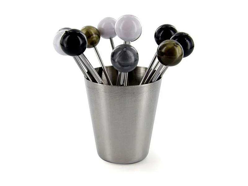 Lot de 12 Piques & Support "Bigorneaux" 4cm Argent