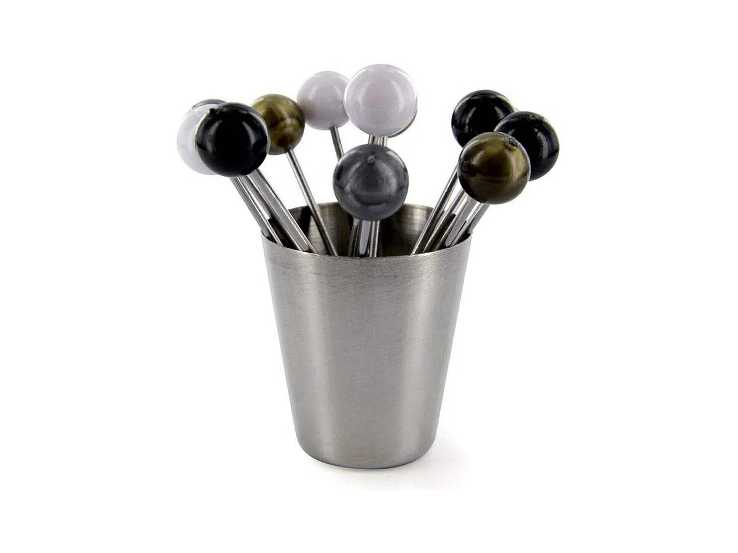 Lot de 12 Piques & Support "Bigorneaux" 4cm Argent