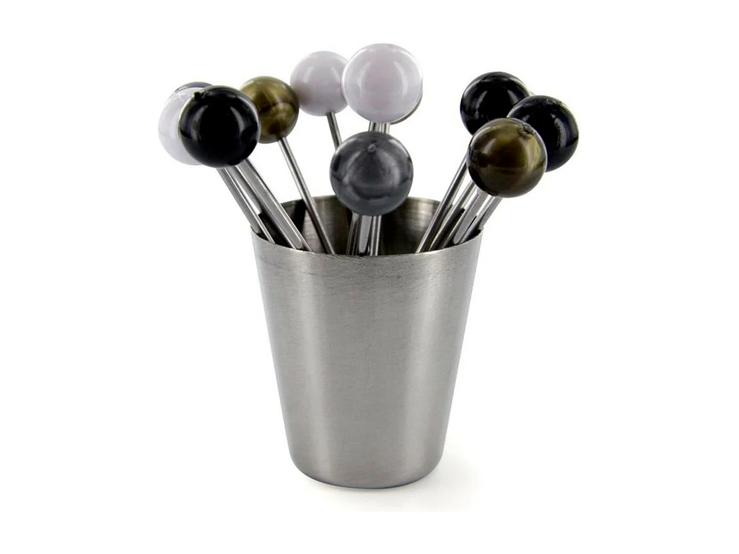 Lot de 12 Piques & Support "Bigorneaux" 4cm Argent