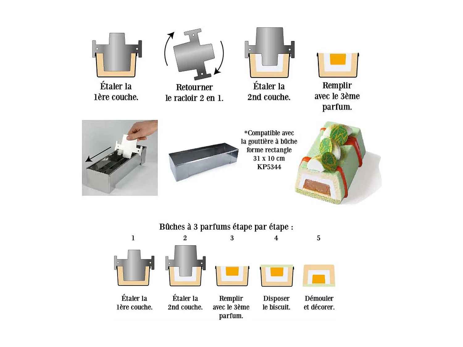 Racloir à Bûche Carré "2 en 1" 11cm Gris