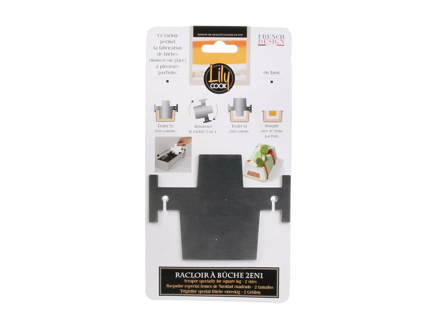 Racloir à Bûche Carré "2 en 1" 11cm Gris