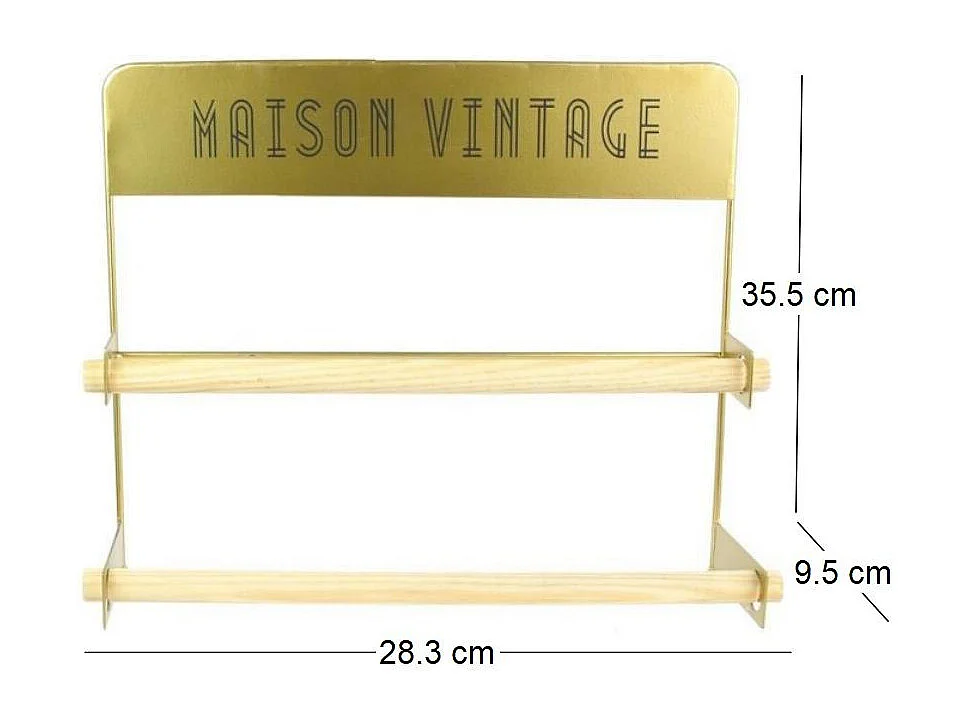 Dérouleur Mural 2 Rouleaux "Vintage" 35cm Or