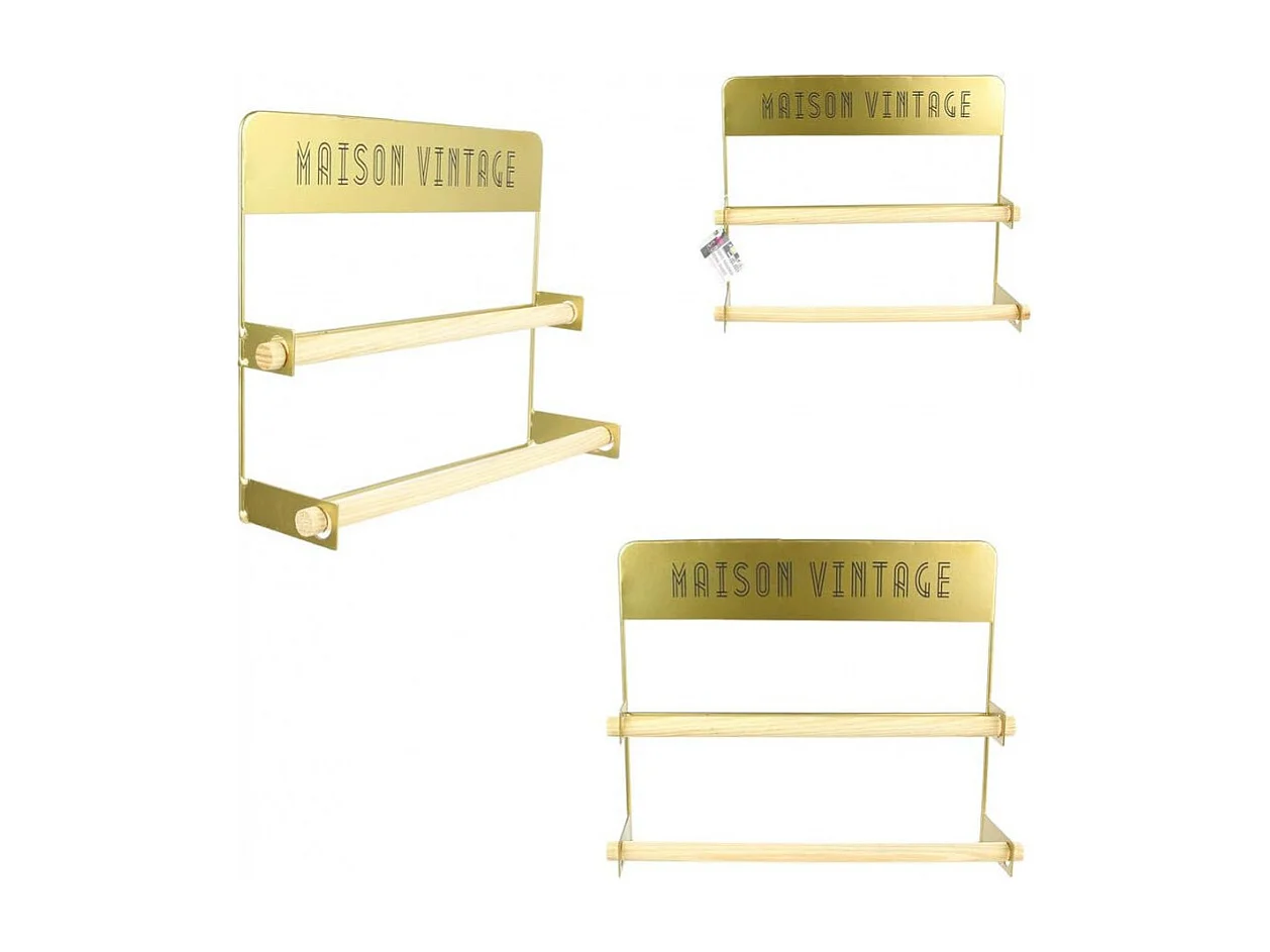 Dérouleur Mural 2 Rouleaux "Vintage" 35cm Or