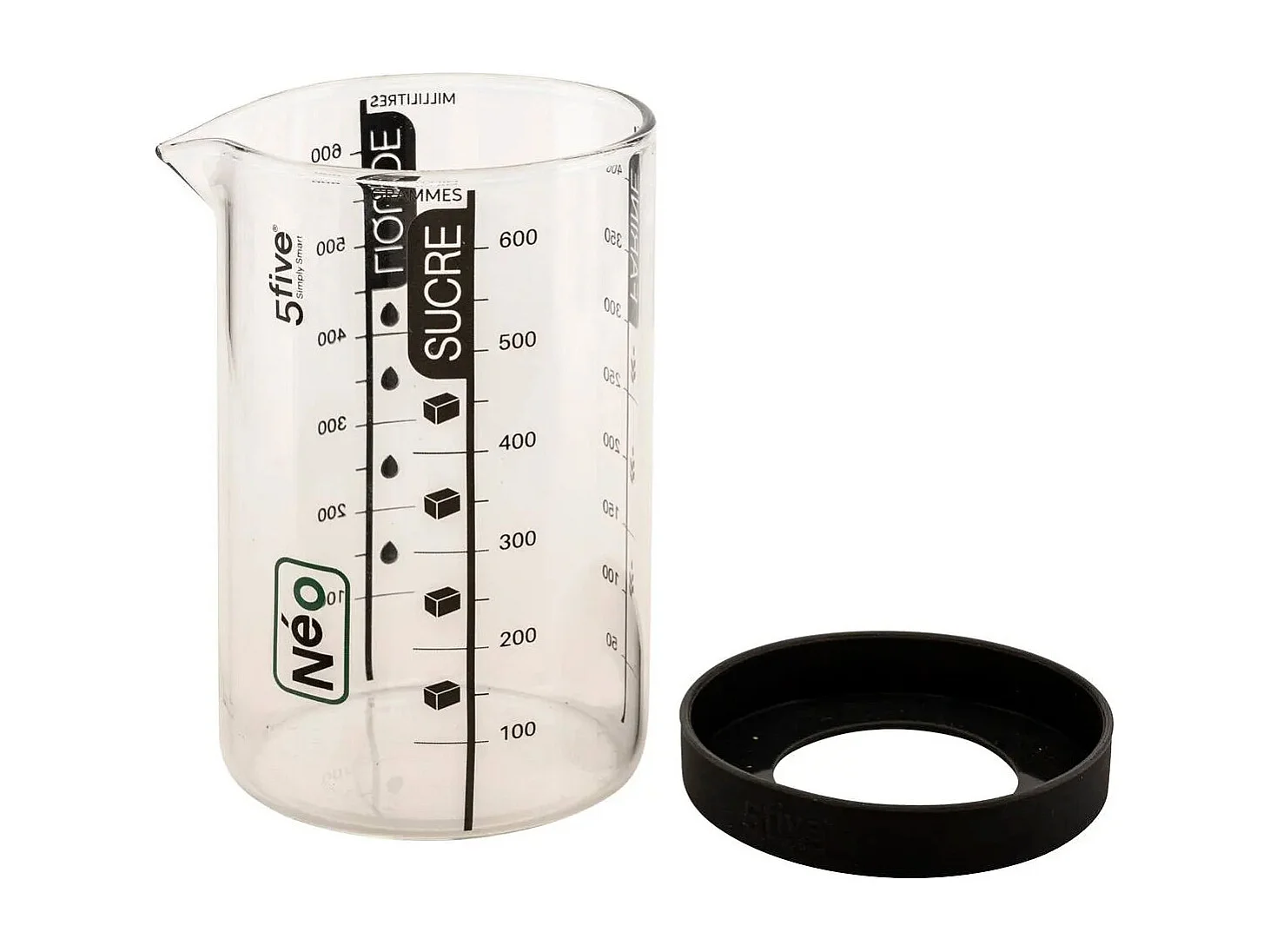 Verre Doseur Gradué "Silitop" 0,6L Transparent & Noir