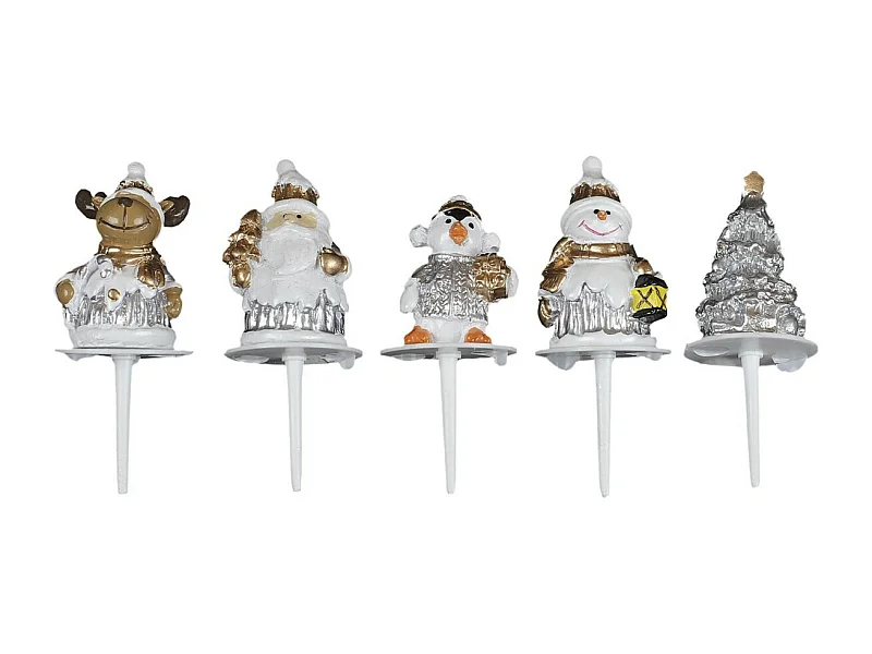 Lot de 5 Décorations de Noël "Gâteaux" 6cm Argent