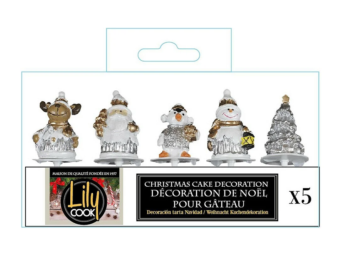 Lot de 5 Décorations de Noël "Gâteaux" 6cm Argent