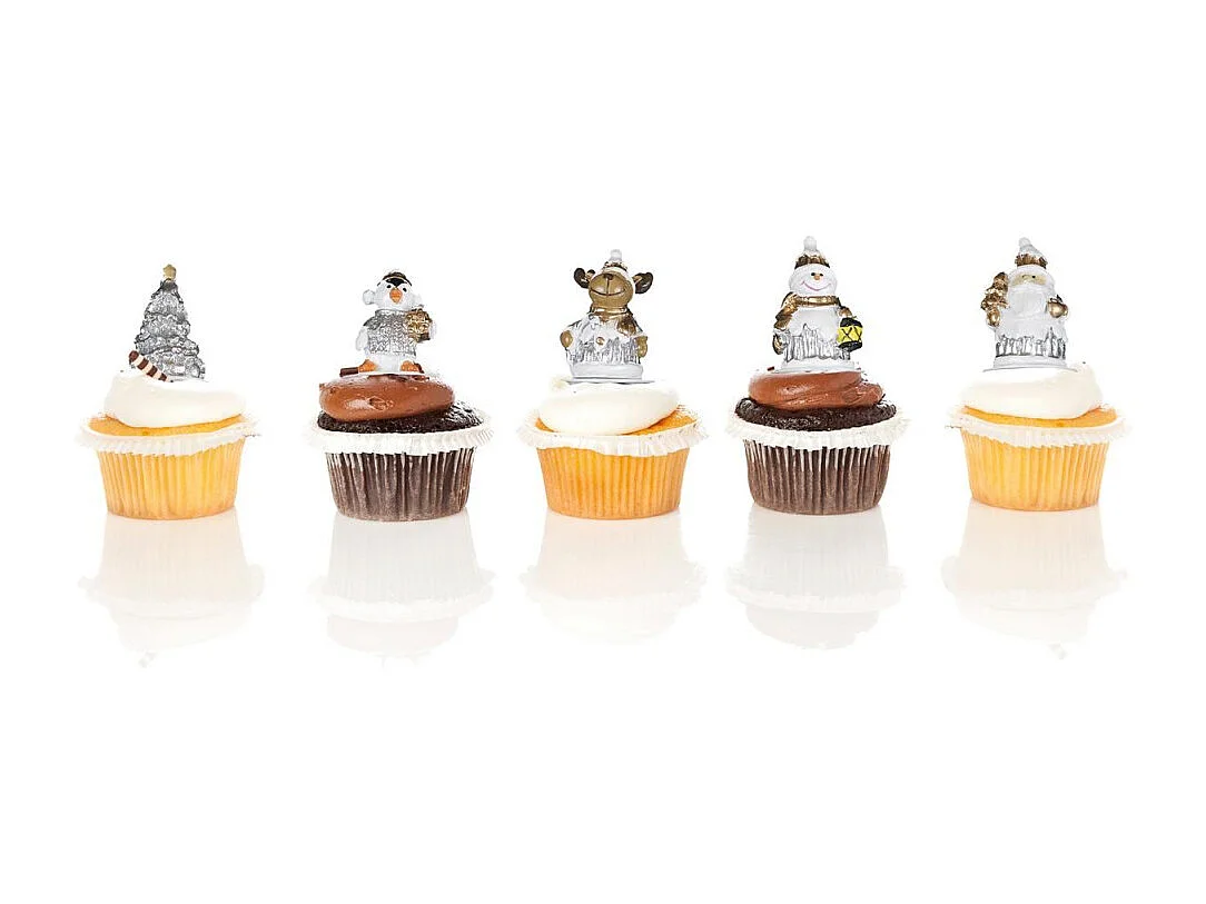 Lot de 5 Décorations de Noël "Gâteaux" 6cm Argent