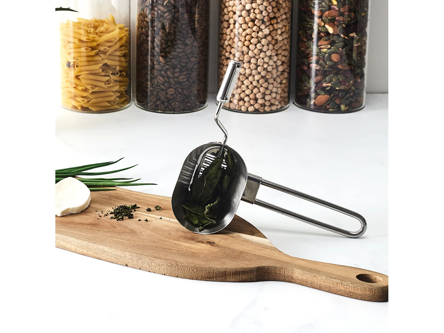 Moulin Herbe Aromatique A Manivelle Inox Argent