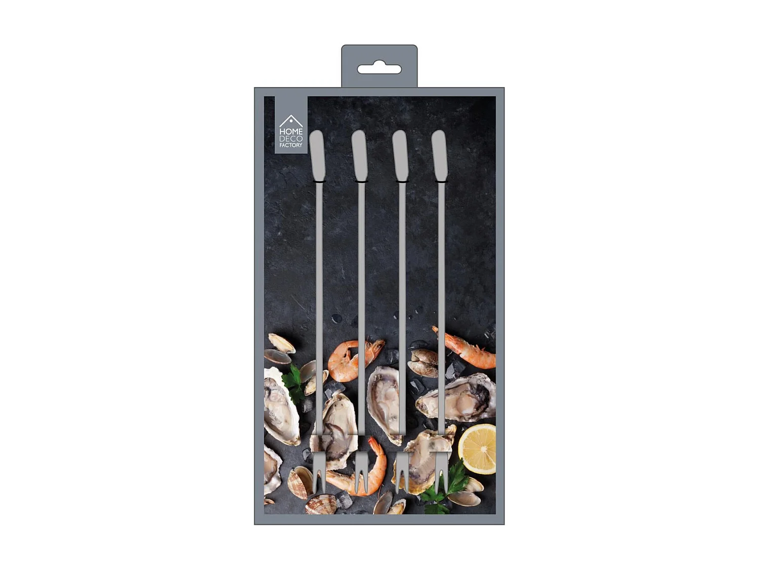 Lot de 4 Curettes à Crustacés "Métal" 18cm Argent