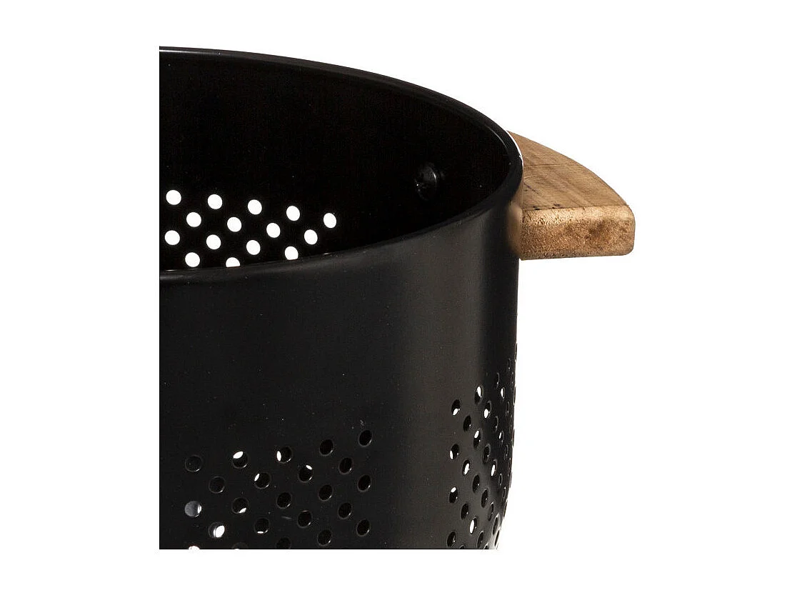 Colador "Modern" de metal negro con asas de madera - 4,5 L
