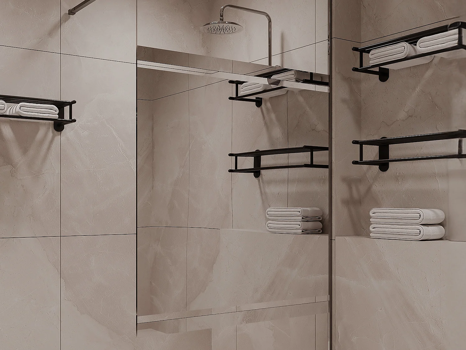 Duschwand mit Spiegeleffekt für begehbare Duschen - 120 x 200 cm - ZENADO