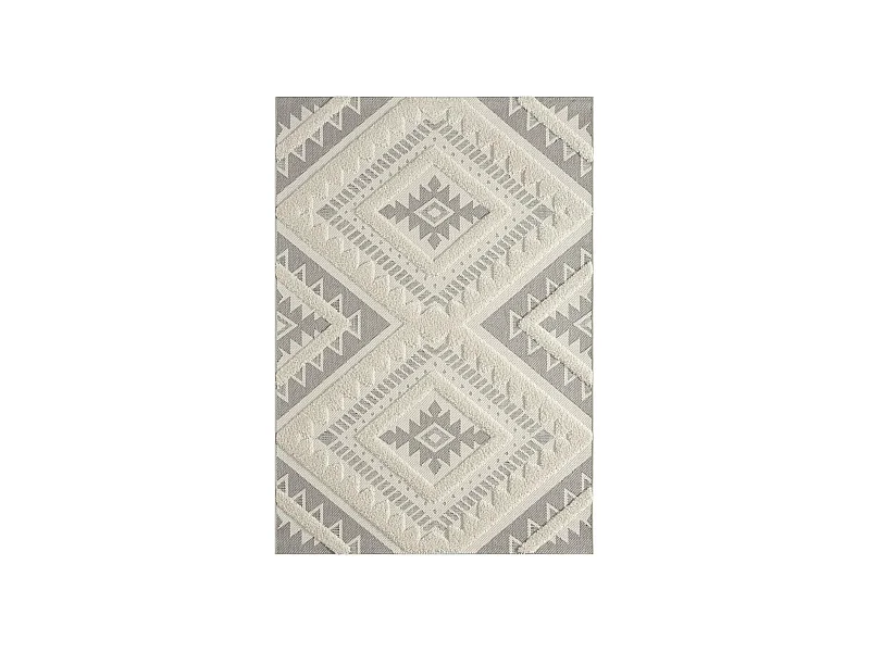 tapis chambre 120x170 tissé crème rectangle motif ethnique BAIME