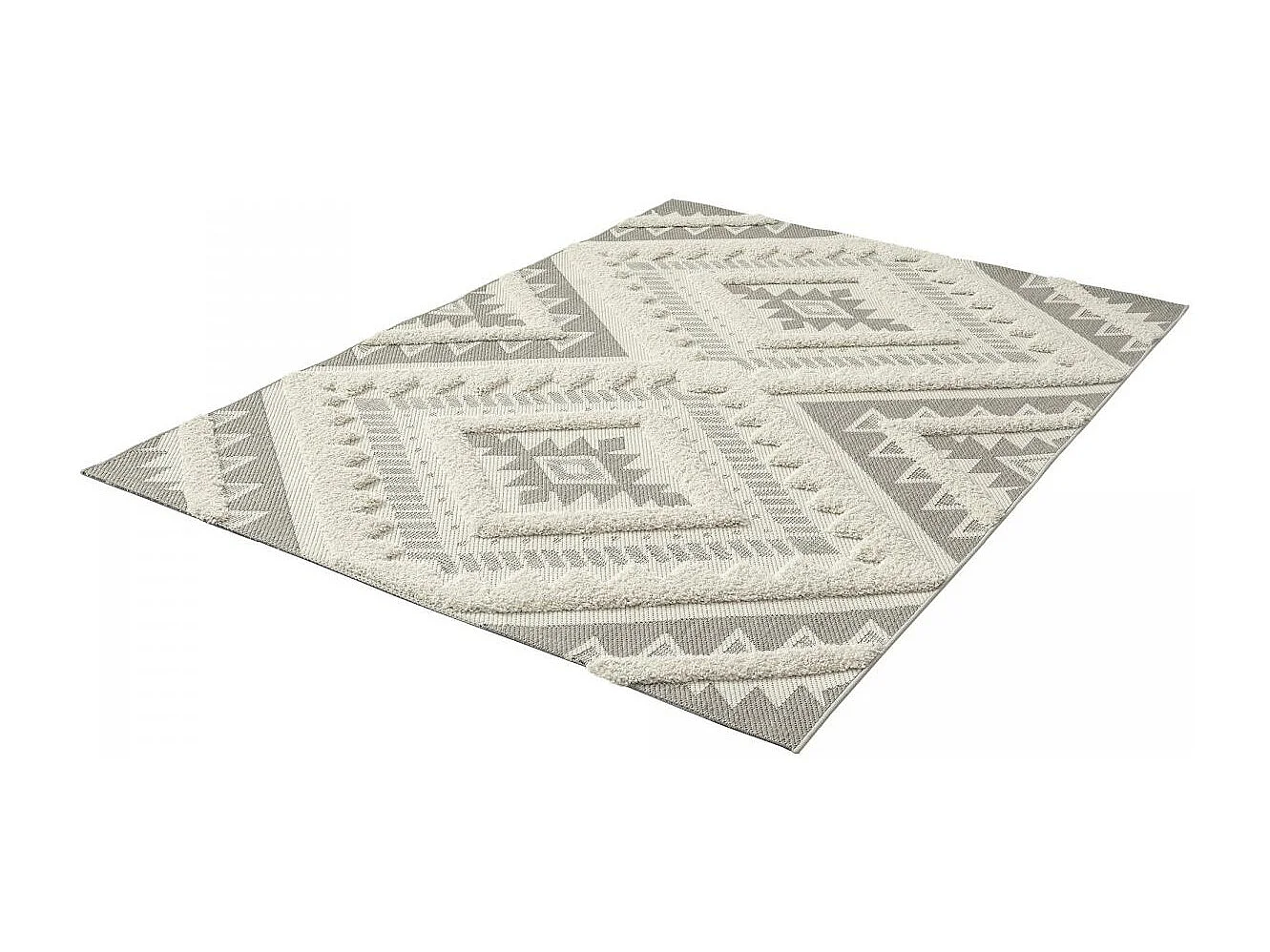 tapis chambre 120x170 tissé crème rectangle motif ethnique BAIME