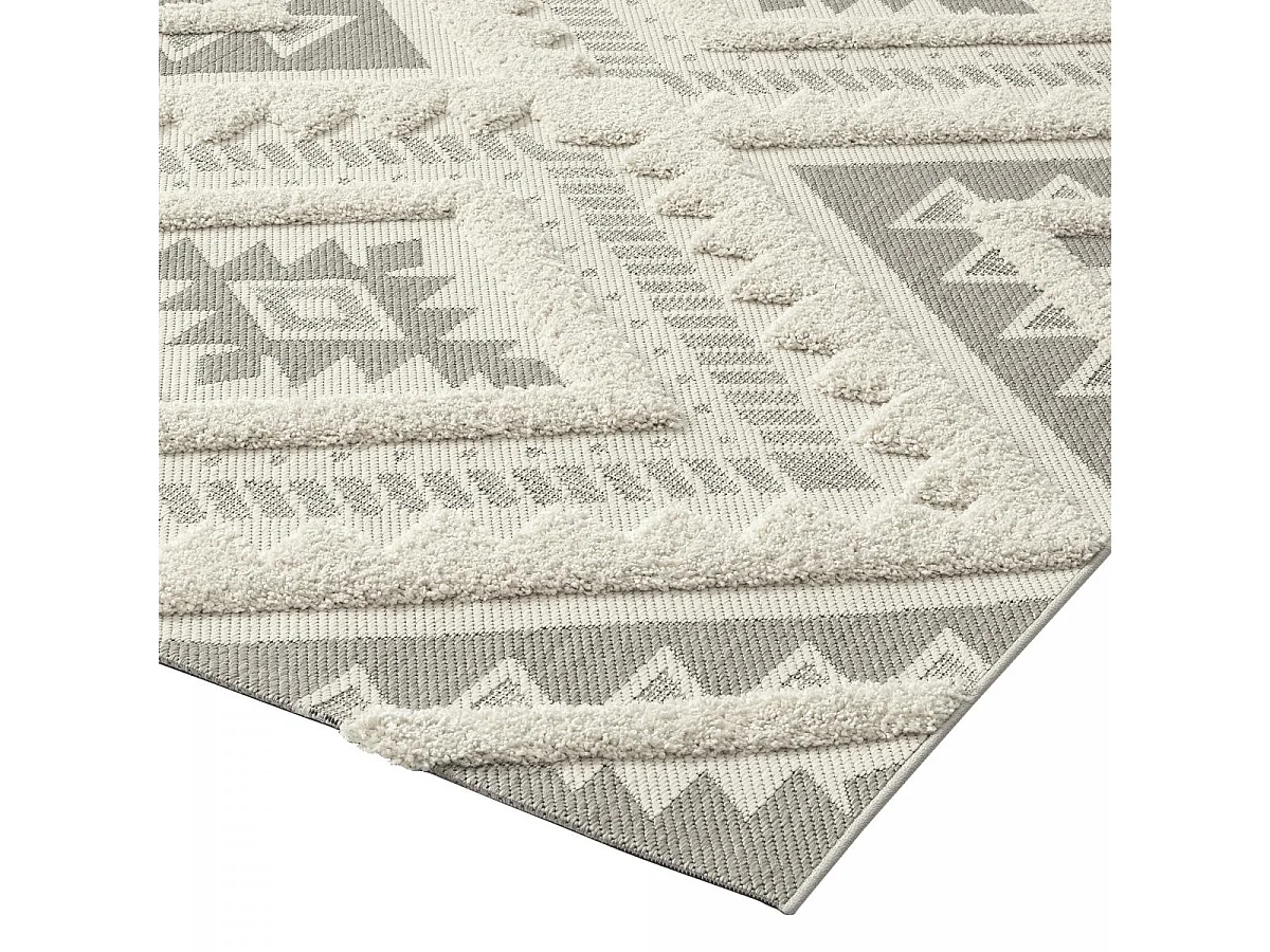 tapis chambre 120x170 tissé crème rectangle motif ethnique BAIME