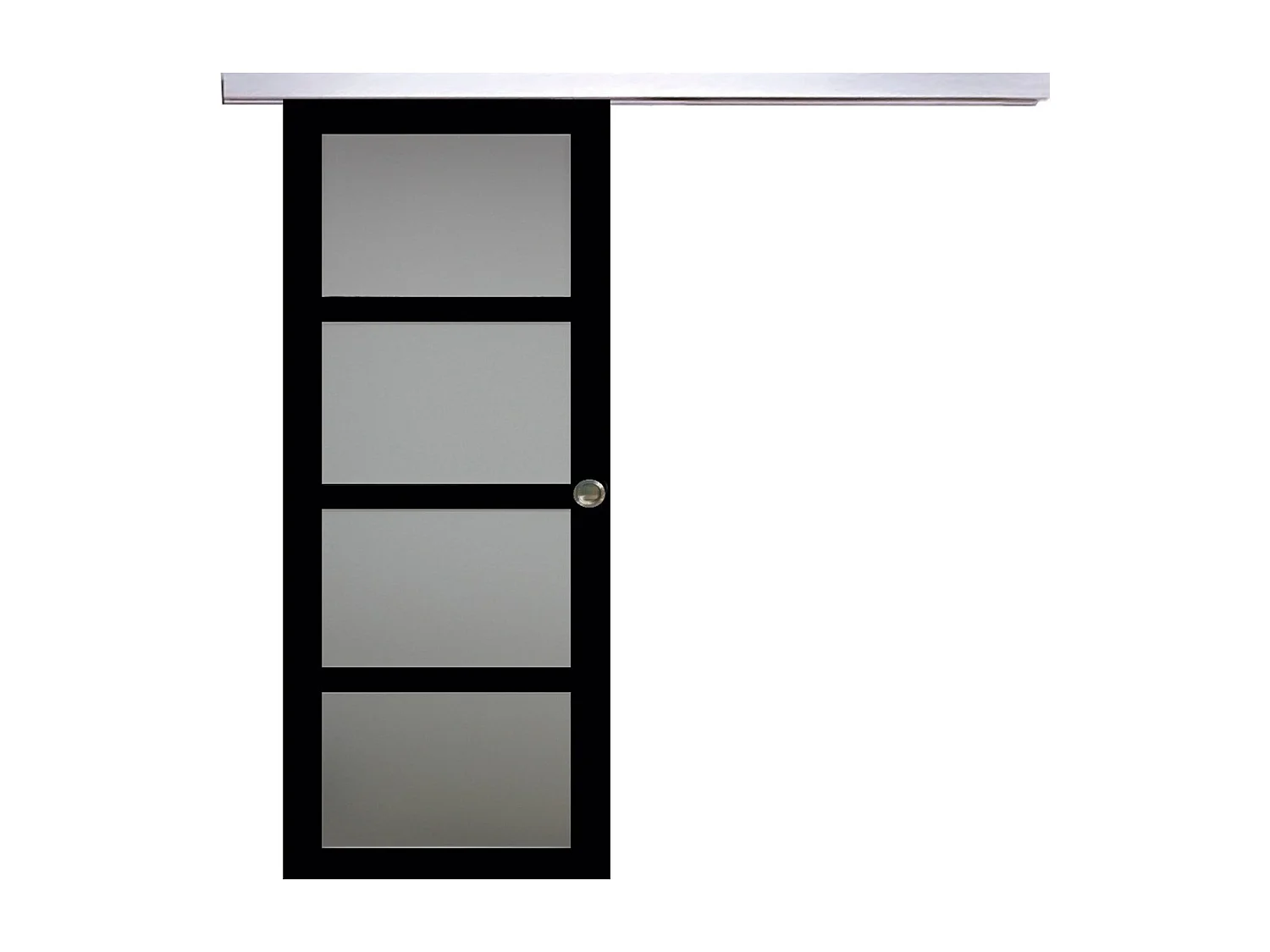 Telia Puerta Corredera De Ropa Negra H204 x W73 Con Riel De Aluminio + 2 Conchas