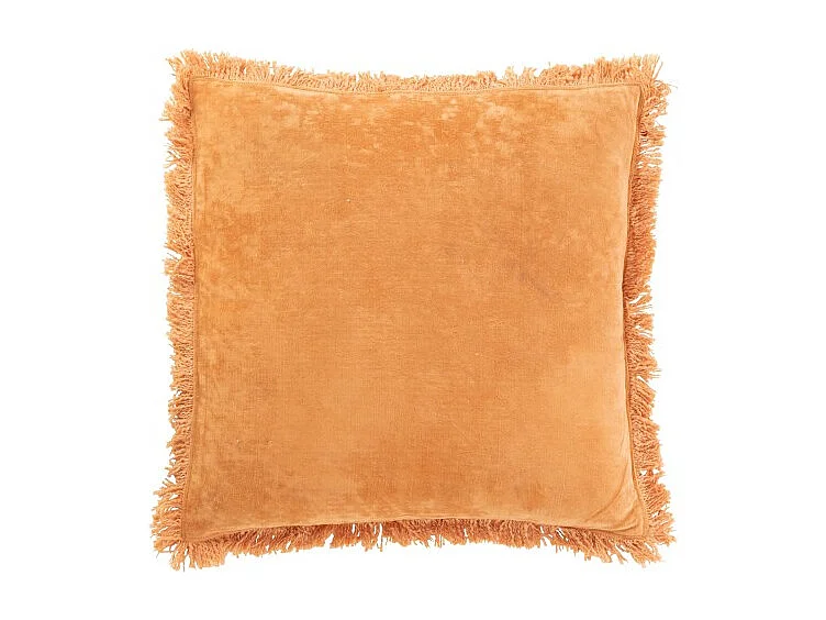 Coussin Déco "Franges Velours" 45x45cm Orange