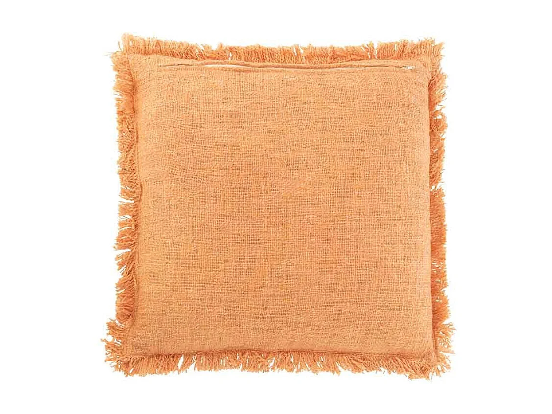 Coussin Déco "Franges Velours" 45x45cm Orange