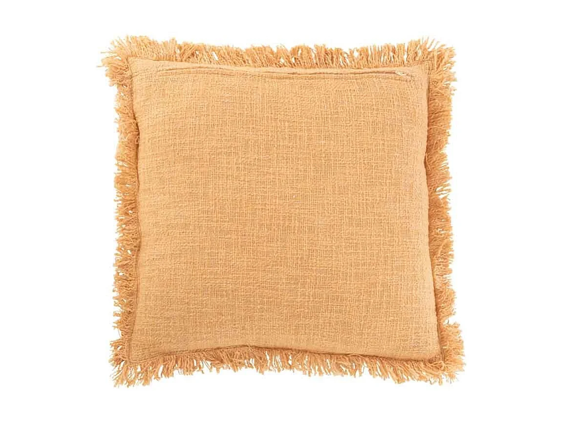 Cuscino quadrato con frange in cotone ocra 50x50cm