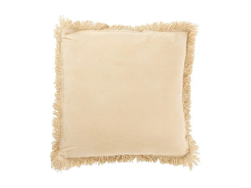 Cojín cuadrado con flecos de algodón beige de 50x50cm