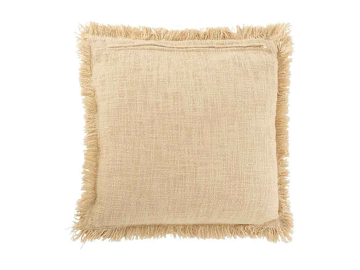 Coussin Déco "Franges Velours" 45x45cm Beige