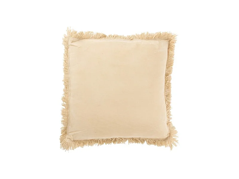 Coussin Déco "Franges Velours" 45x45cm Beige