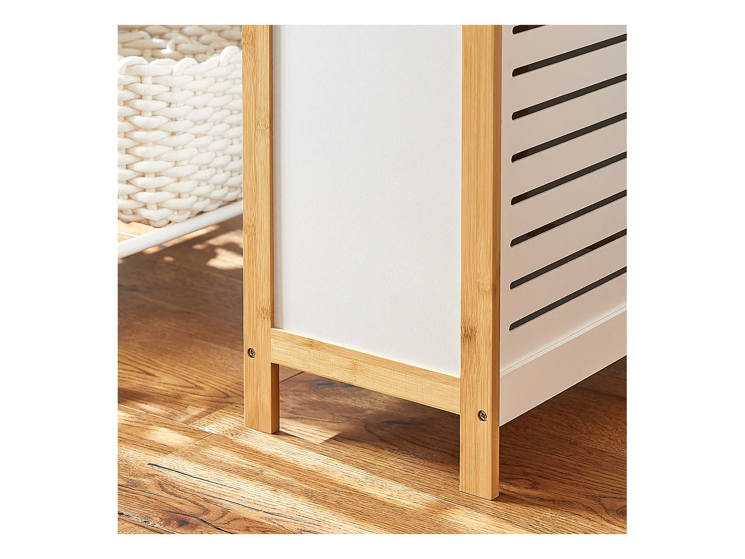 SoBuy  Cesto portabiancheria, Organizzazione lavanderia,bianco, FSS66-WN,IT