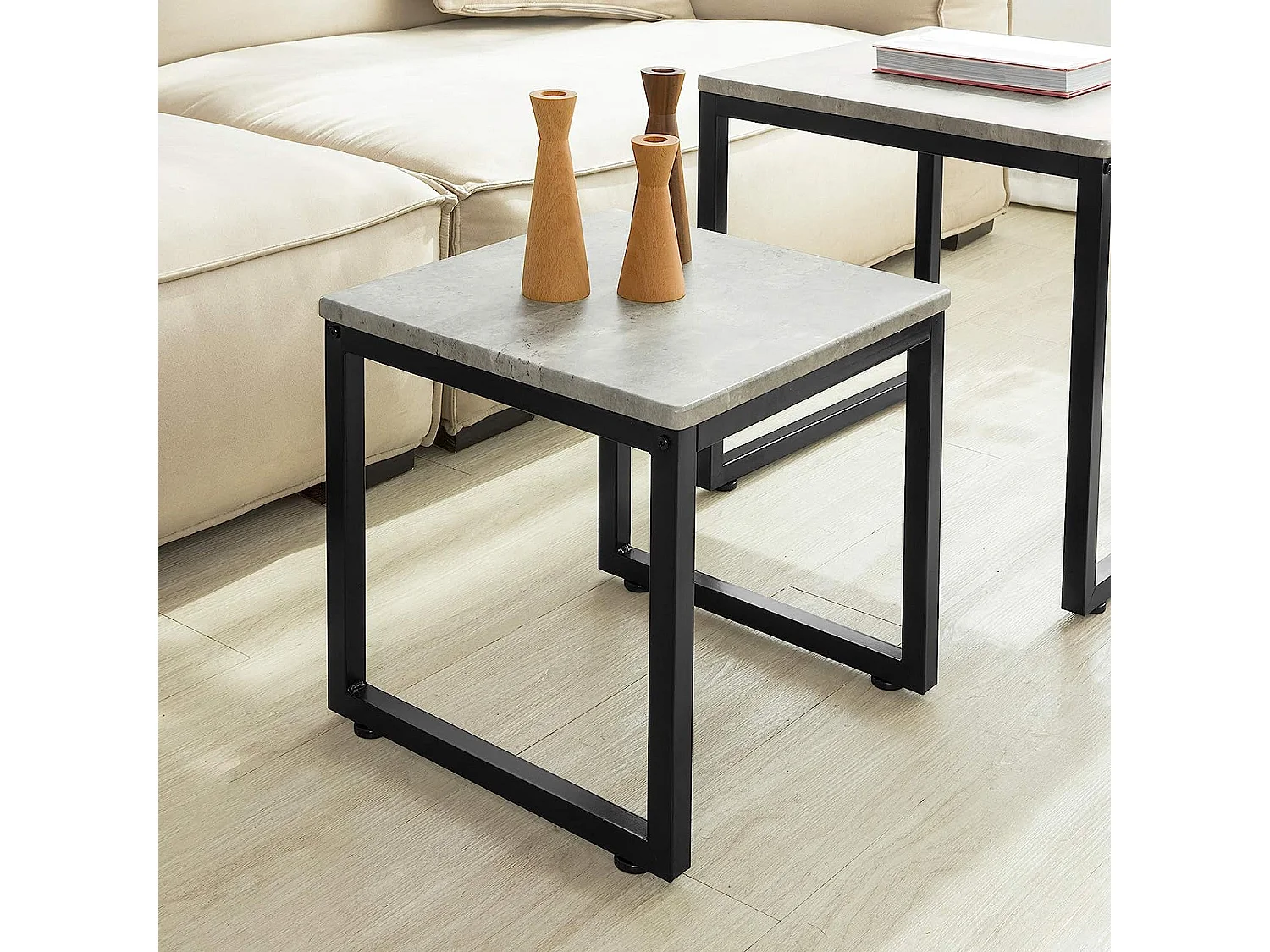 SoBuy Set tavolini Soggiorno Tavolinetto da Salotto L50*P50*A50cm,Grigio FBT42-HG