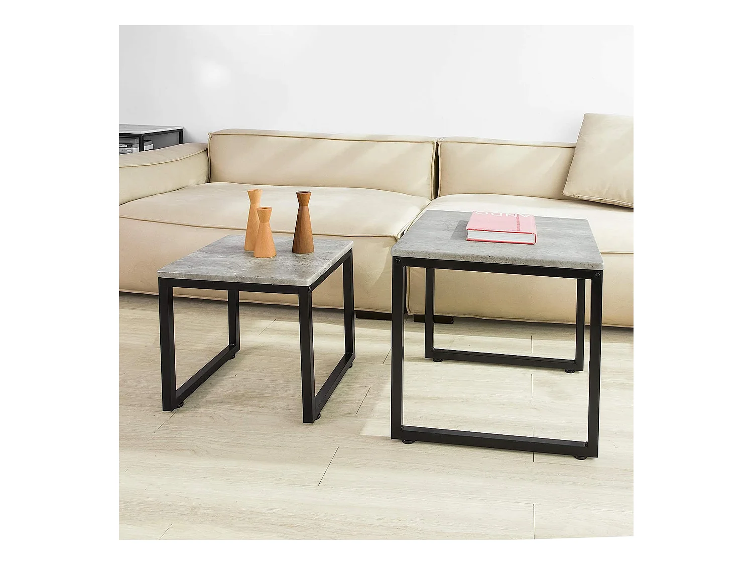 Mesa Nido de salón Set de 2 mesas auxiliares Mesitas Gris+Negro GrisFBT42-HG  SoBuy ES