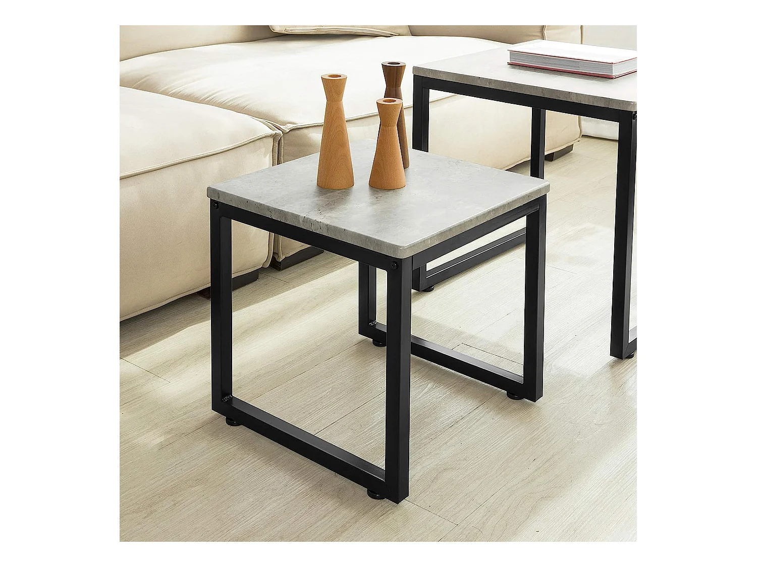 Mesa Nido de salón Set de 2 mesas auxiliares Mesitas Gris+Negro GrisFBT42-HG  SoBuy ES