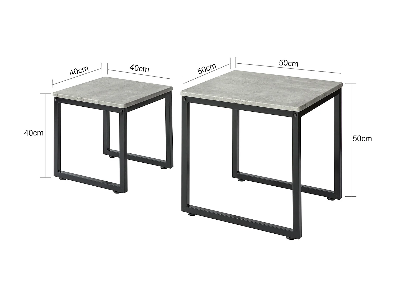 SoBuy FBT42-HG Set van 2 salontafels, bijzettafels, 2-delige set, koffietafel, tafelset, grijs