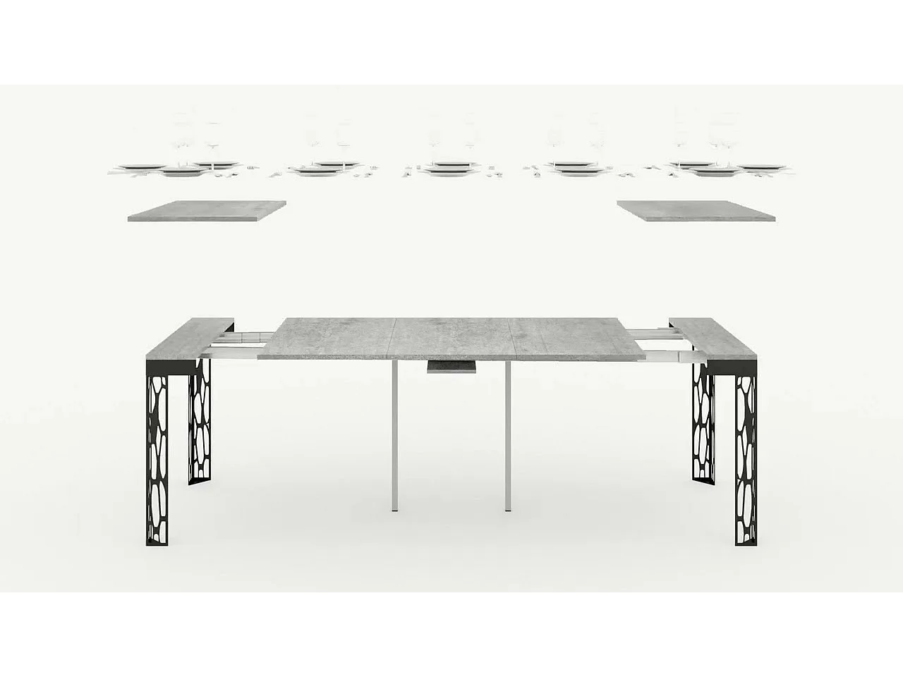 Console extensible 90x40/196 cm Ghibli Evolution Small Frêne Blanc cadre Anthracite
