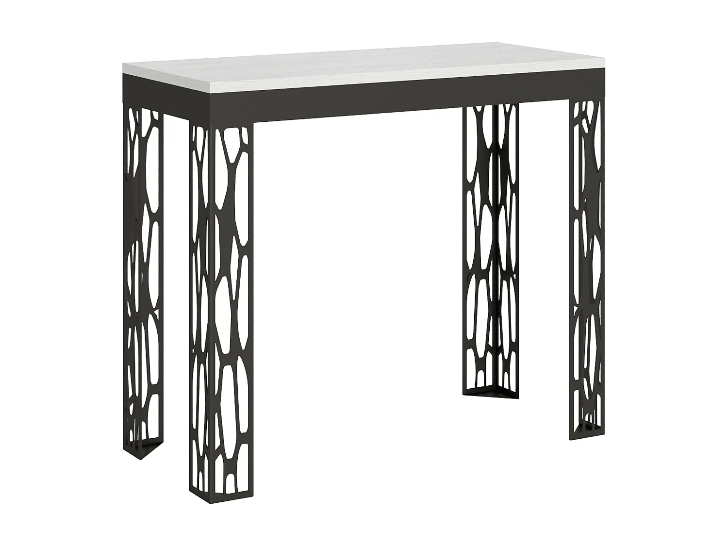Console extensible 90x40/196 cm Ghibli Evolution Small Frêne Blanc cadre Anthracite