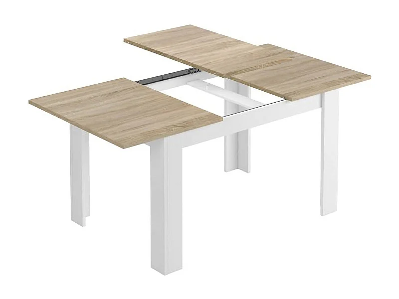 Dalice uitschuifbare tafel, Uitschuifbare console voor eetkamer, Opengaande keukentafel met verlengstuk, 140/190x90h78 cm, Eiken en Wit