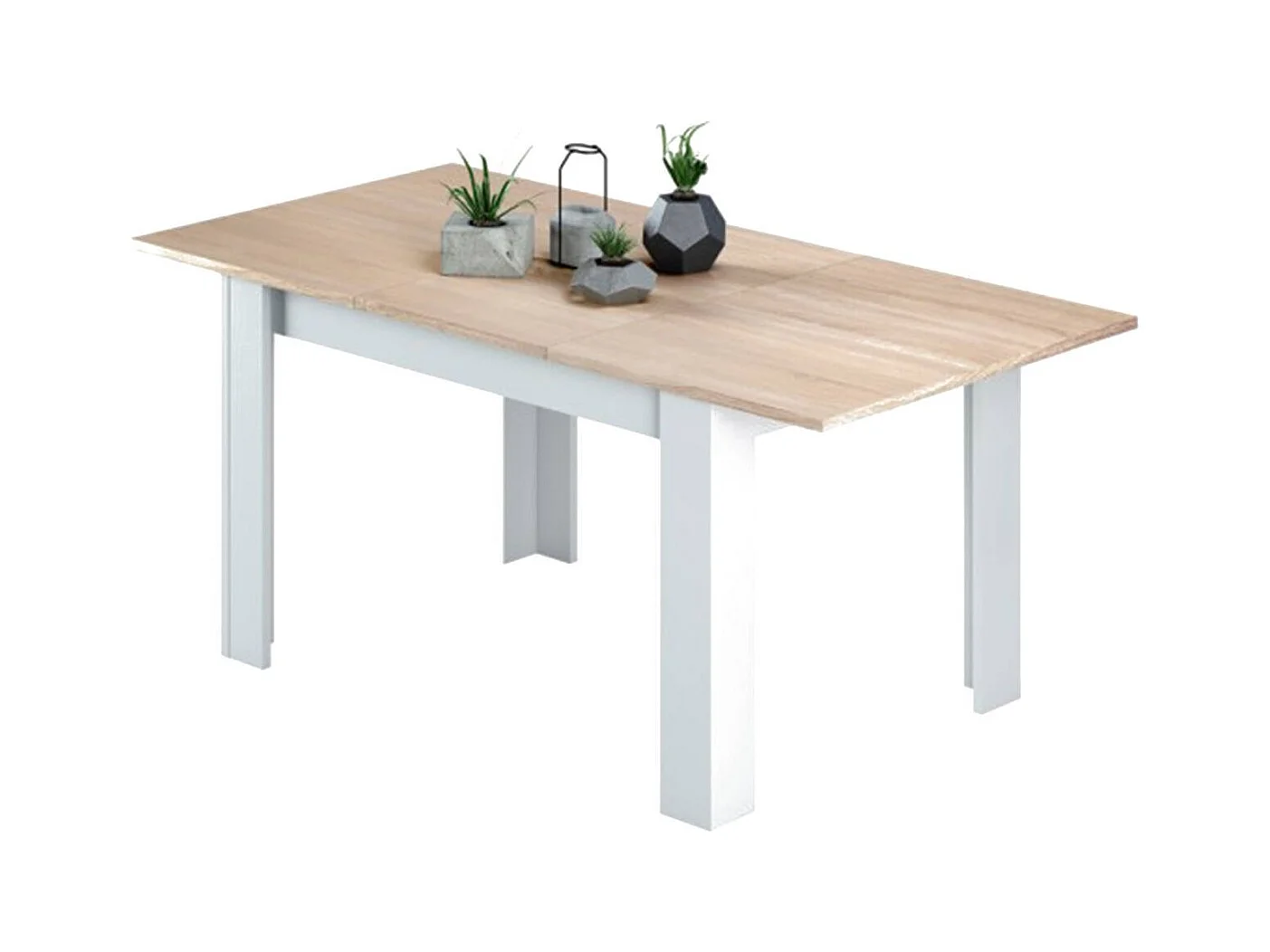 Table extensible Dalice, Console extensible pour salle à manger, Table de cuisine ouvrant avec rallonge, 140/190x90h78 cm, Chêne et Blanc