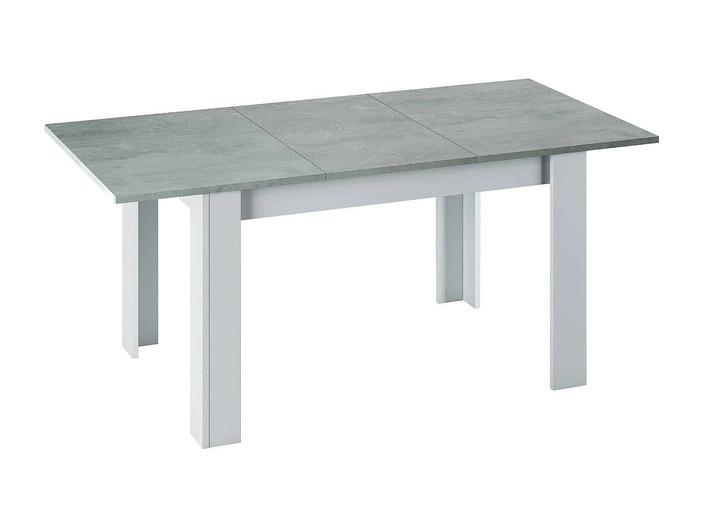 Table extensible Dalice, Console extensible pour salle à manger, Table de cuisine ouvrant avec rallonge, 140/190x90h78 cm, Ciment et Blanc