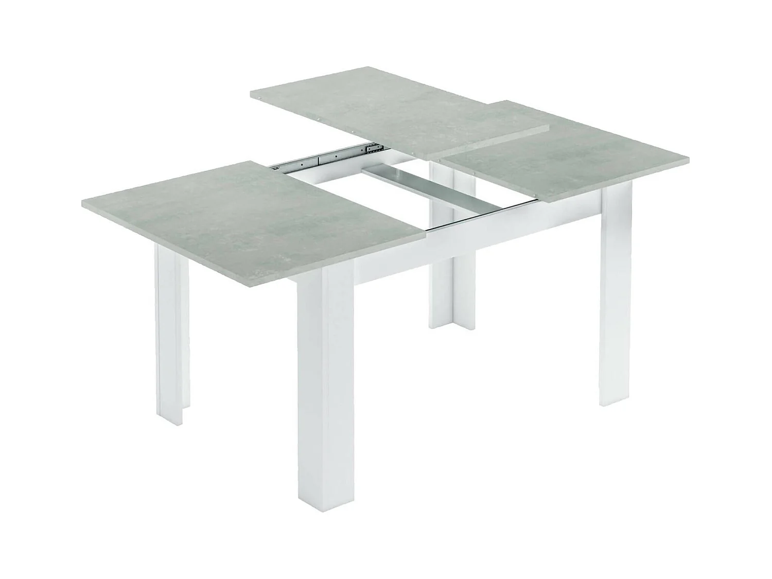 Table extensible Dalice, Console extensible pour salle à manger, Table de cuisine ouvrant avec rallonge, 140/190x90h78 cm, Ciment et Blanc