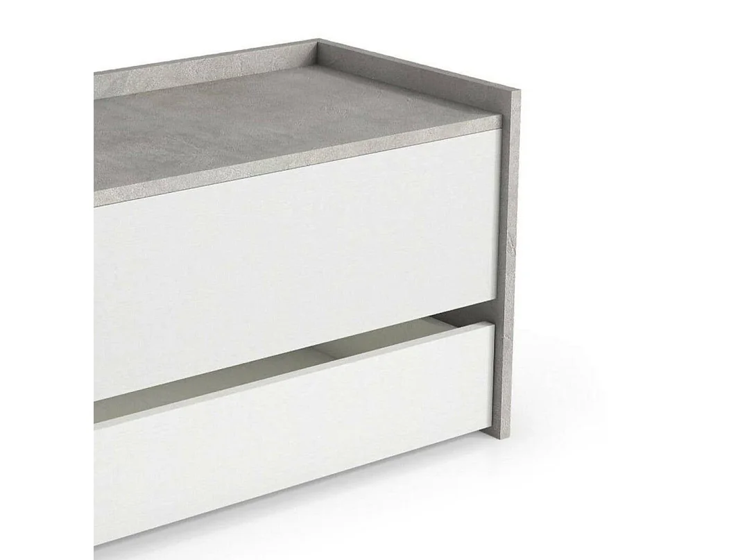 Truhenbank Dgaiard, Moderne Eingangsmöbel mit Schuhregal, Koffertruhe mit zWeiÃŸBehältern, 100% Made in Italy, 90x40h46 cm, WeiÃŸ und Beton