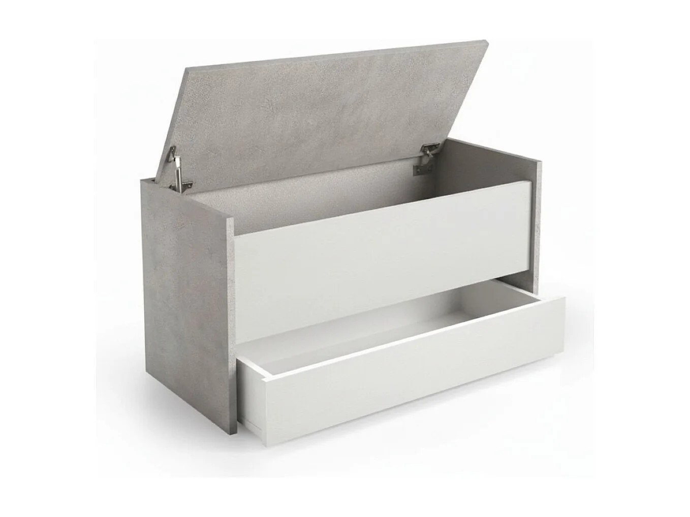 Dmora - Cassapanca Sogno, 90x40h46 cm, Bianco e Cemento