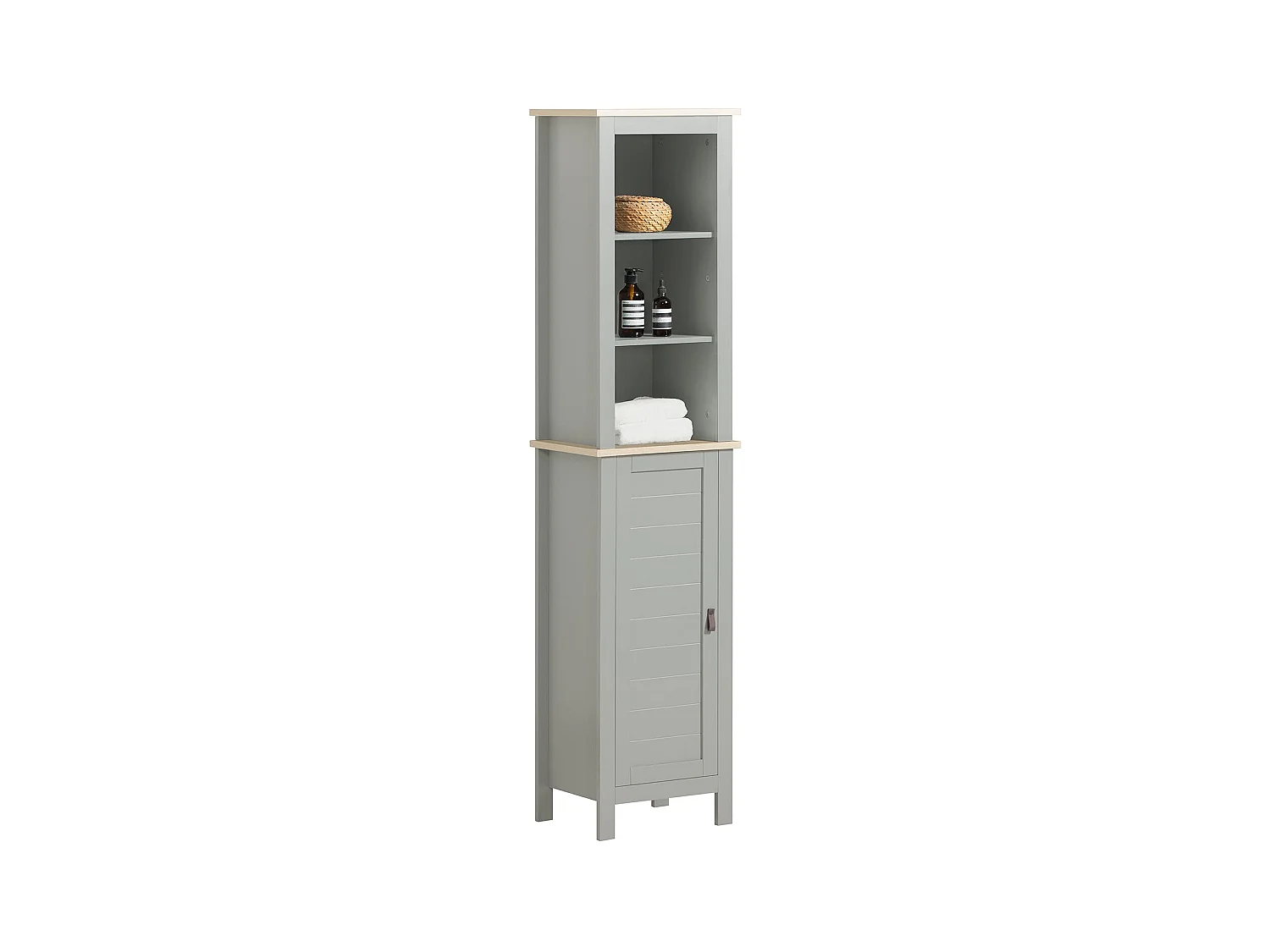 Meuble Colonne De Salle De Bain Armoire Haute Étagère De Rangement 39x30x169cm, BZr68-hg