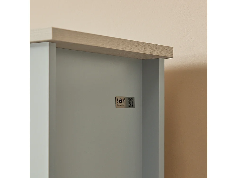 Meuble Colonne De Salle De Bain Armoire Haute Étagère De Rangement 39x30x169cm, BZr68-hg