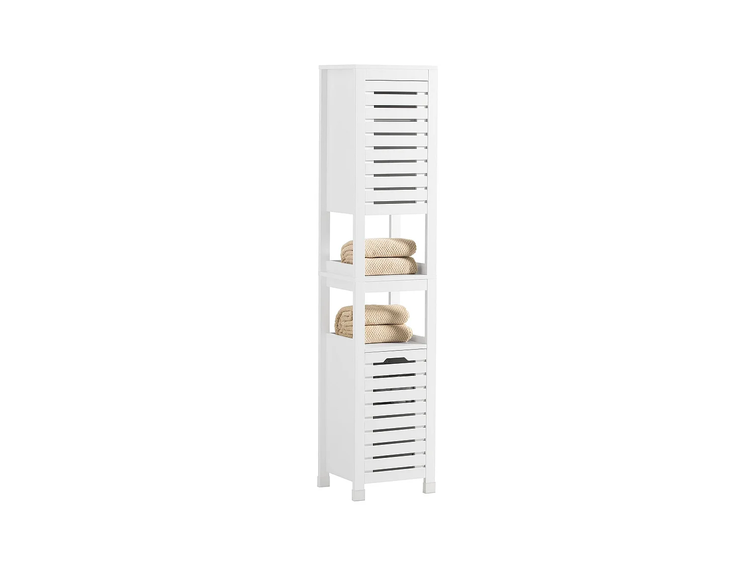 SoBuy BZR59-W Badkamermeubel Kolomkasten, Hoge Kast, Badkamerkast Opbergkast Opbergplank
