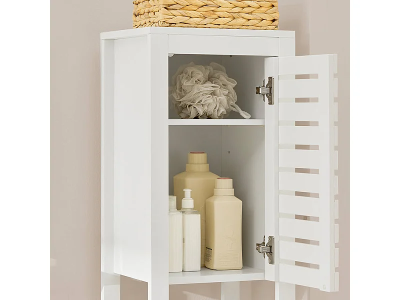 SoBuy BZR59-W Badkamermeubel Kolomkasten, Hoge Kast, Badkamerkast Opbergkast Opbergplank