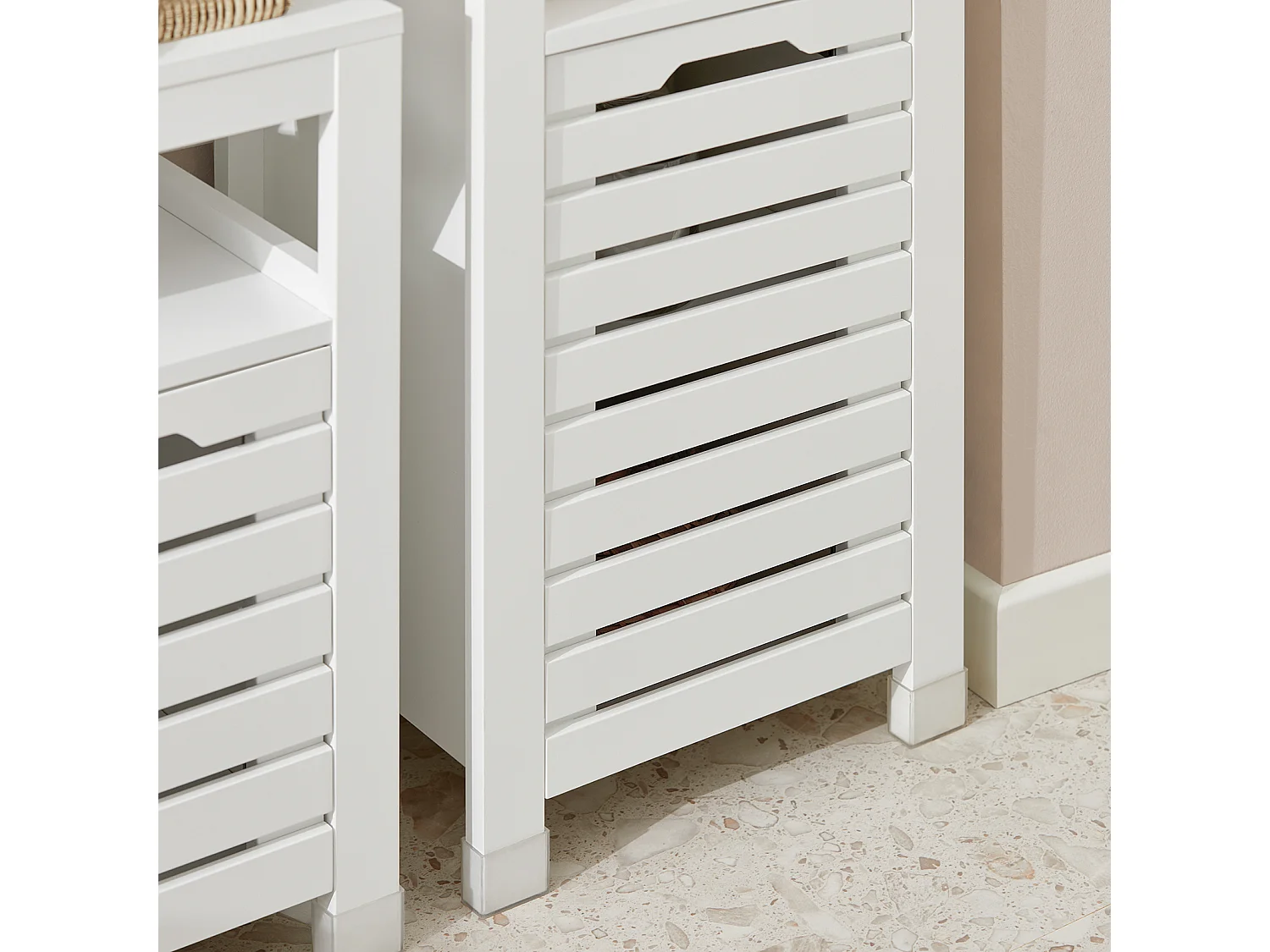 SoBuy BZR59-W Badkamermeubel Kolomkasten, Hoge Kast, Badkamerkast Opbergkast Opbergplank