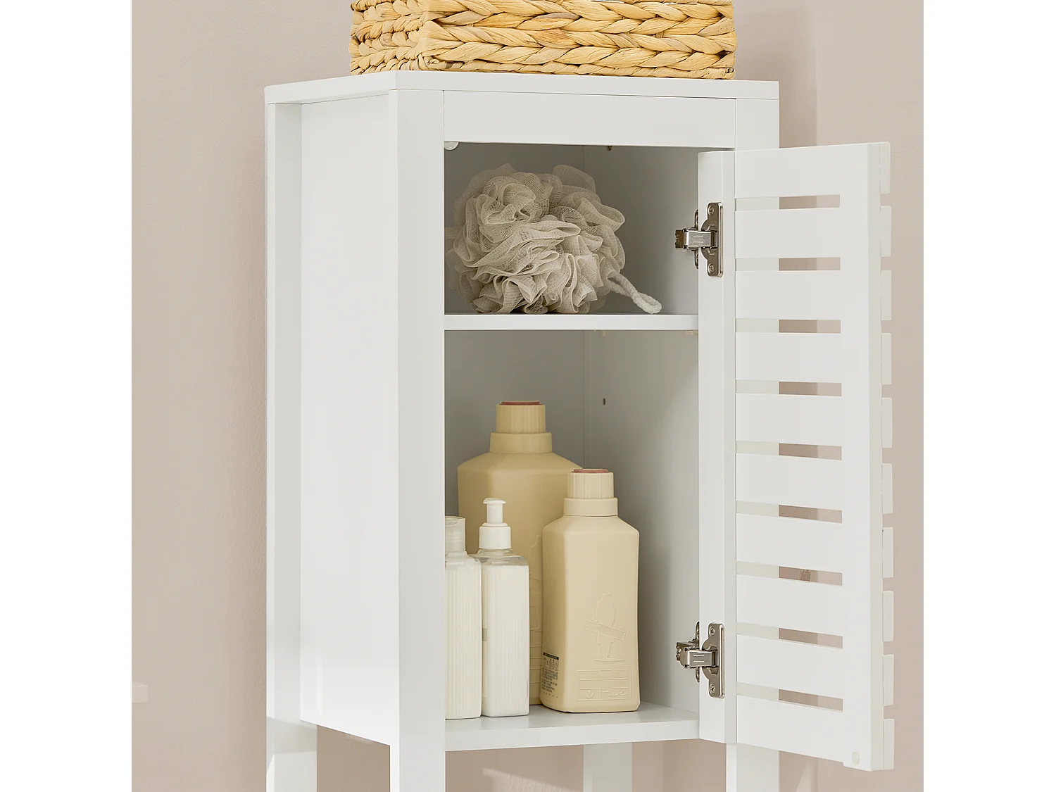 SoBuy BZR59-W Badkamermeubel Kolomkasten, Hoge Kast, Badkamerkast Opbergkast Opbergplank