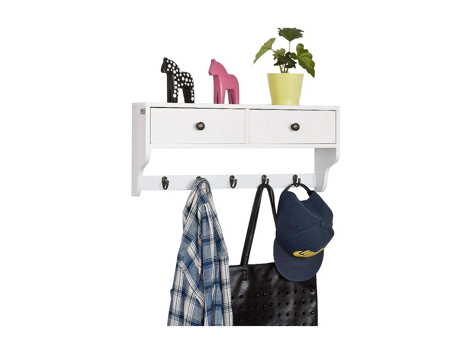 Portemanteau Étagère Murale Porte-manteau Salle De Bain Meuble D’entrée, Frg178-w