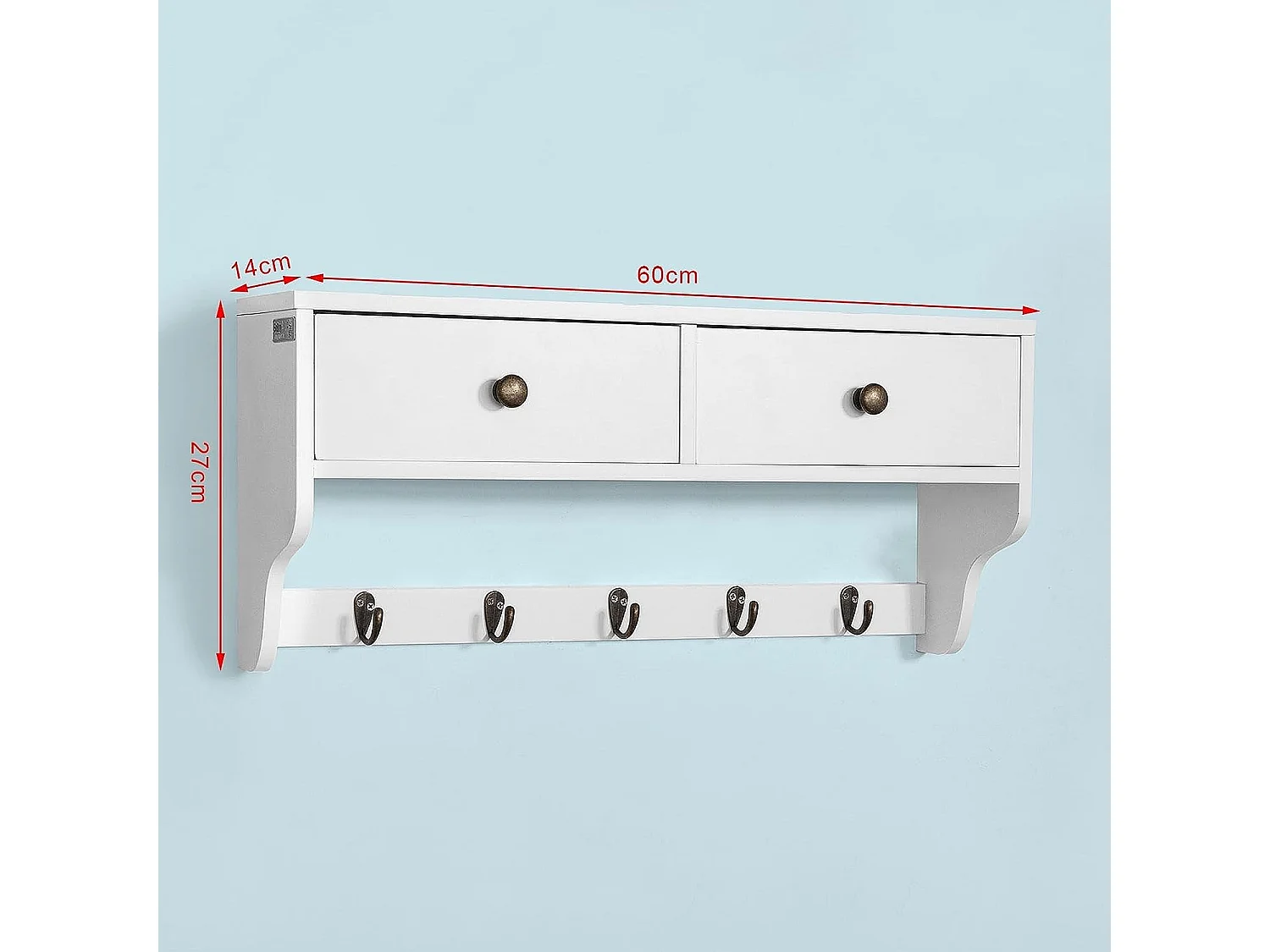 Portemanteau Étagère Murale Porte-manteau Salle De Bain Meuble D’entrée, Frg178-w