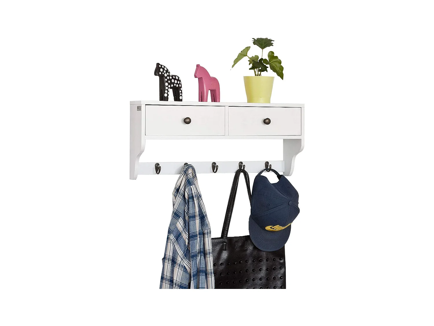 Portemanteau Étagère Murale Porte-manteau Salle De Bain Meuble D’entrée, Frg178-w