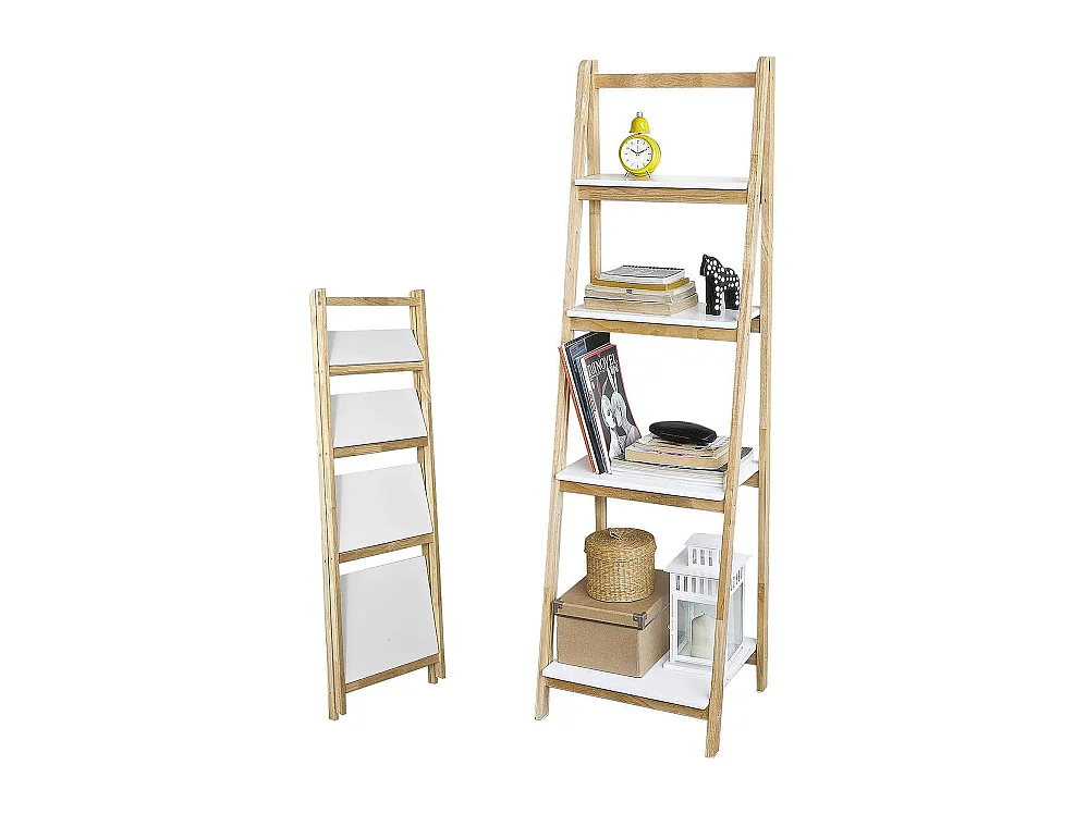 Bibliothèque Étagère Pliable Style Échelle Avec 4 Niveaux De Rangement, Frg162-n