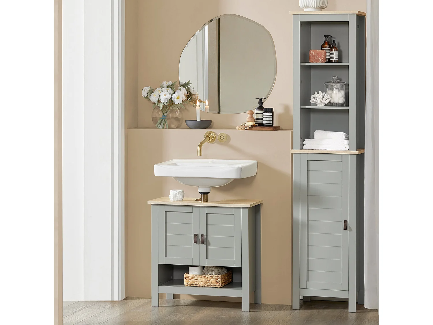 Meuble Sous Lavabo Meuble Sous Vasque Meuble De Salle De Bain 60x30x60 Cm, BZr69-hg