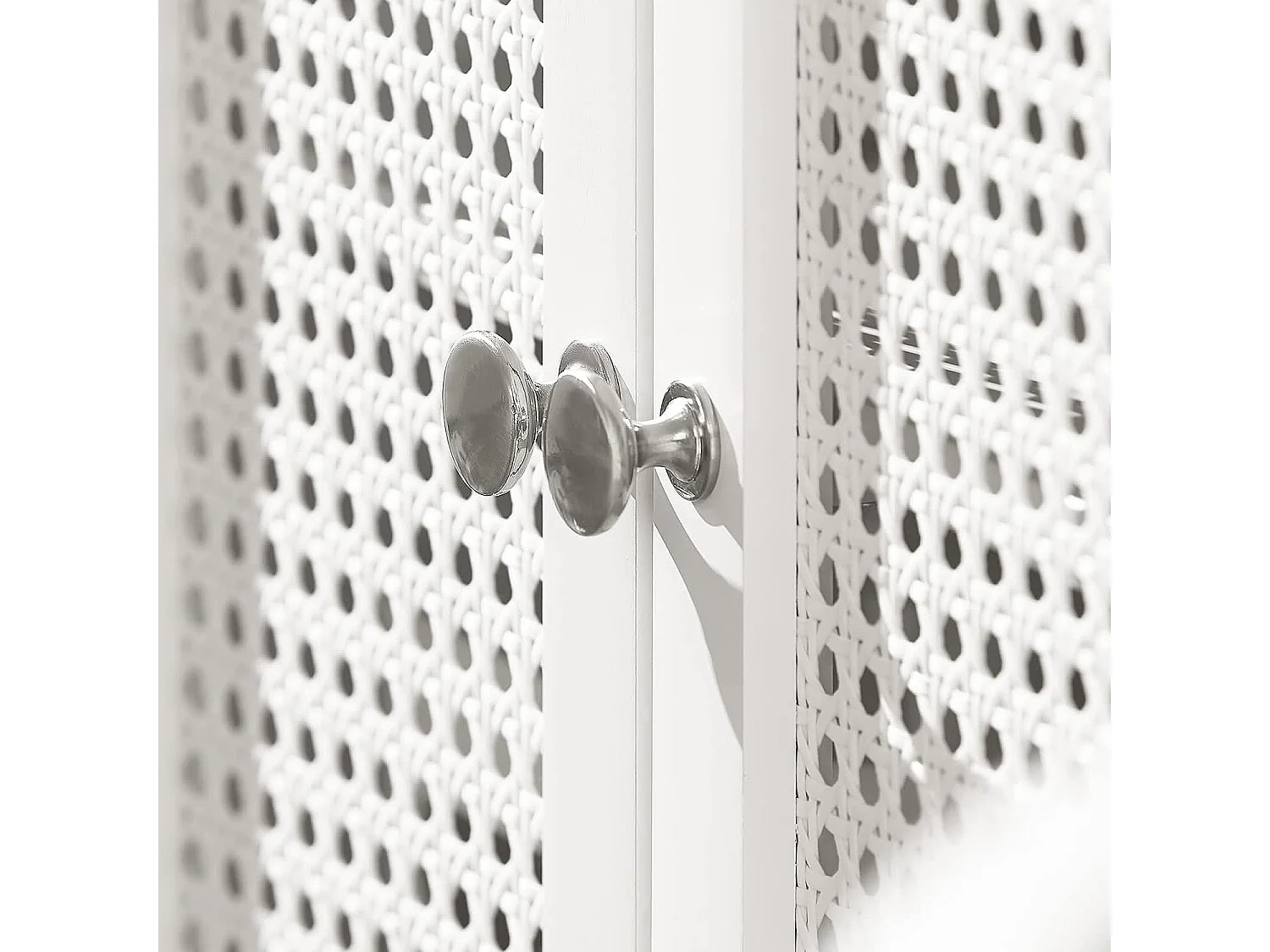 SoBuy BZR35-W Wastafelonderkast met roosterlook deuren badkamerkast wastafel onderkast badmeubel